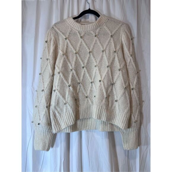 Eleven Six Women's Ivory Zaria Embellished Alpaca Sweater Size XL/XXL NWOT - Picture 4 of 9